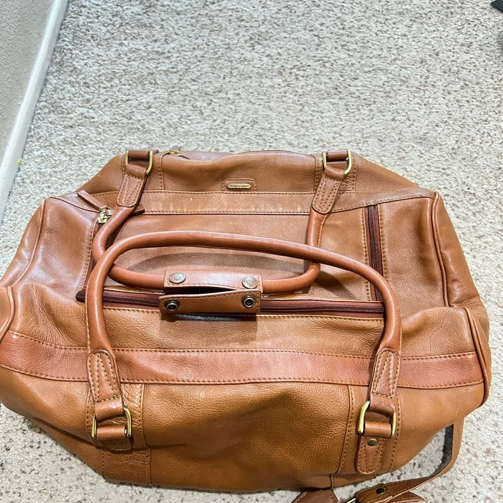 Vintage Hidesign Large Brown Leather Duffle Bag  Travel Weekender Carryon Bag